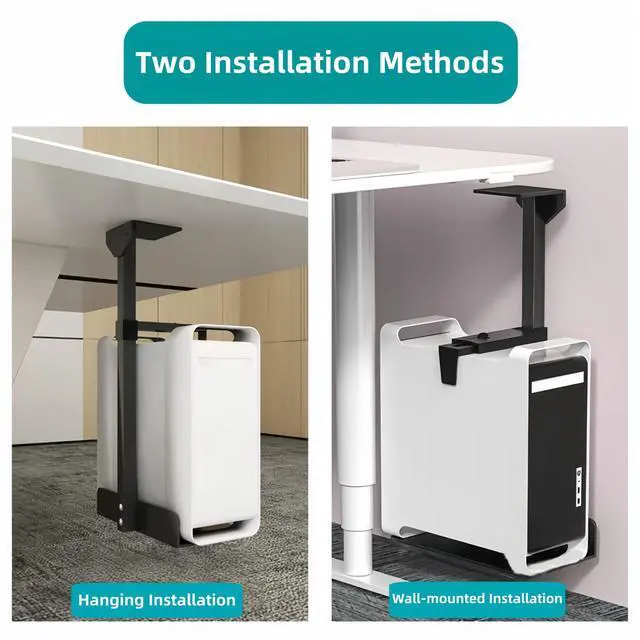 Alt view image 4 of 5 - Under Desk and Wall Computer Mount, CPU Tower Holder Under Desk Mount Height & Width Adjustable, Computer Case Stand Holder Holds 46 lbs, PC Mount, Under Desk CPU Holder Mount, Black