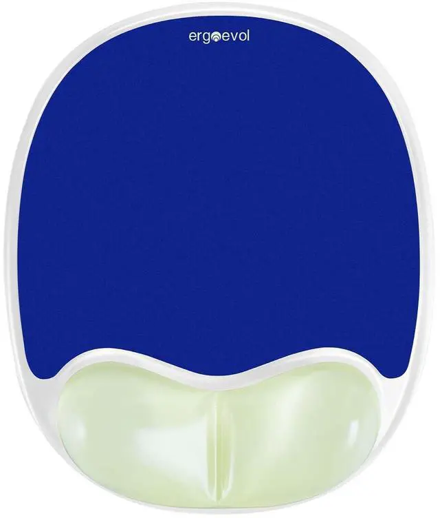 Alt view image 2 of 5 - ErgoEvol Ergonomic Mouse Pad with Wrist Rest & Elbow Support, Soft Silicone Gel Cushion, Non-Slip Base, Glow-in-The-Dark, Compatible with Vertical Ergonomic Mouse for Office & Gaming (Blue)