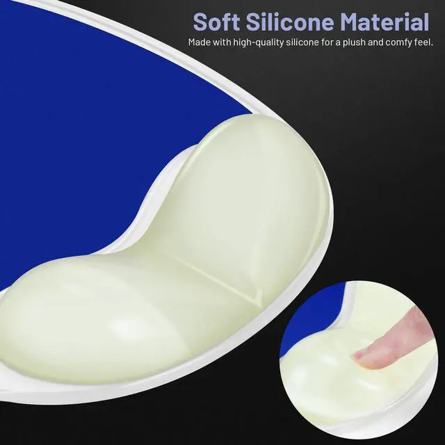 Alt view image 4 of 5 - ErgoEvol Ergonomic Mouse Pad with Wrist Rest & Elbow Support, Soft Silicone Gel Cushion, Non-Slip Base, Glow-in-The-Dark, Compatible with Vertical Ergonomic Mouse for Office & Gaming (Blue)