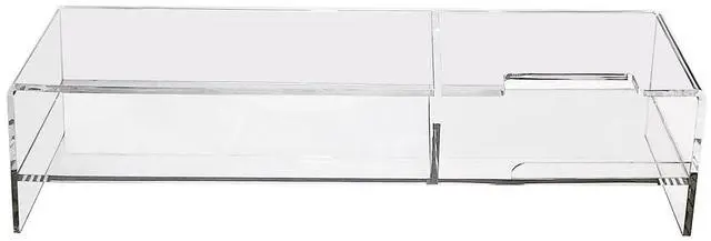 Main image of pbf PHOTO BOOTH FRAMES Acrylic Monitor Stand Riser with Phone Holder, 20 x 7.5 x 4.7 inches, Clear Desktop Organizer, multi level