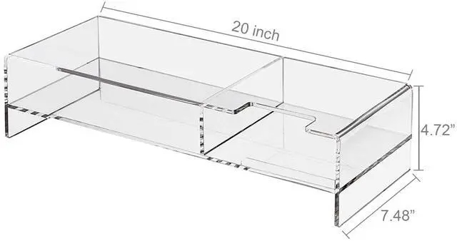 Alt view image 3 of 4 - pbf PHOTO BOOTH FRAMES Acrylic Monitor Stand Riser with Phone Holder, 20 x 7.5 x 4.7 inches, Clear Desktop Organizer, multi level