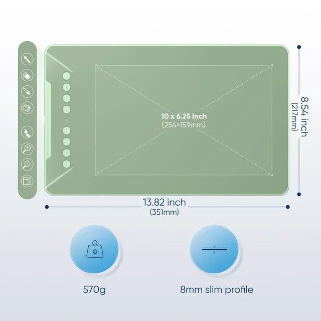 Alt view image 4 of 5 - XPPen Deco 01 V3 Drawing Tablet 10x6.25 Graphics Tablet Digital Drawing Tablet for Chromebook with 16384 Levels Pressure Battery-Free Stylus and 8 Shortcut Keys (Green)