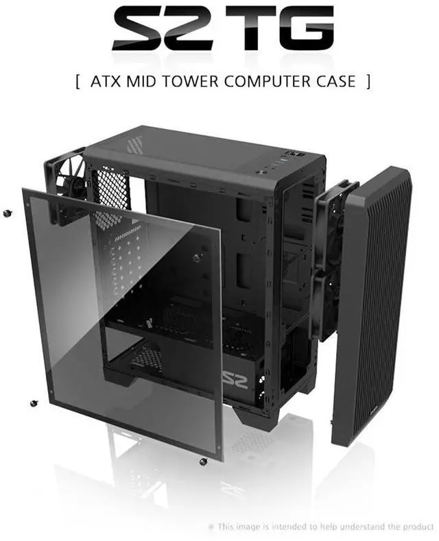 Alt view image 2 of 5 - Zalman S2 TG ATX Mid-Tower PC Case, 3 x Pre-Installed 120mm Zalman Quiet Fans (Support up to 8 Fans), High Airflow Mesh Front Panel, Full Tempered Glass Side Panel, Support GPUs up to 330mm, USB 3.0