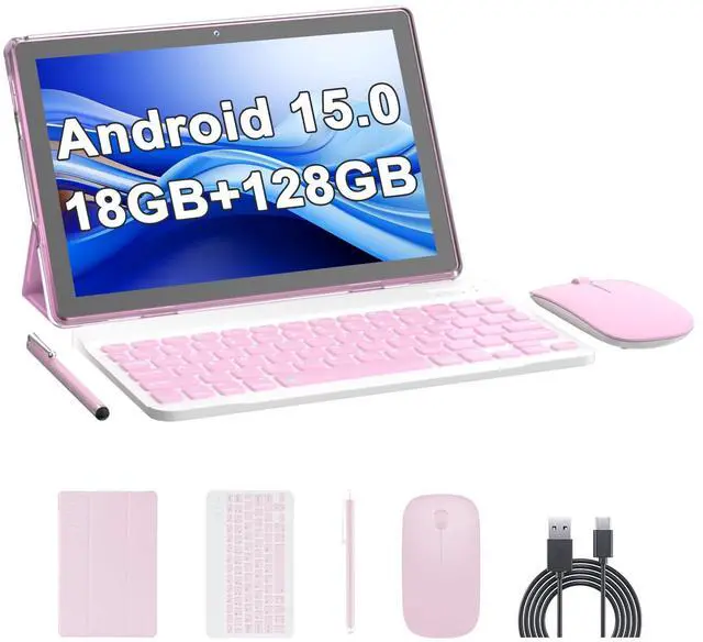 Main image of 2 in 1 18GB+128GB Tablet 10.1 inch Android 15 Tablet Set Tablets with Keyboard Case wireless Mouse Stylus Screen Flim 10.1 IN 1280*800 HD Touch Screen 8MP Dual Camera Games Tab Wi-Fi BT Tableta PC