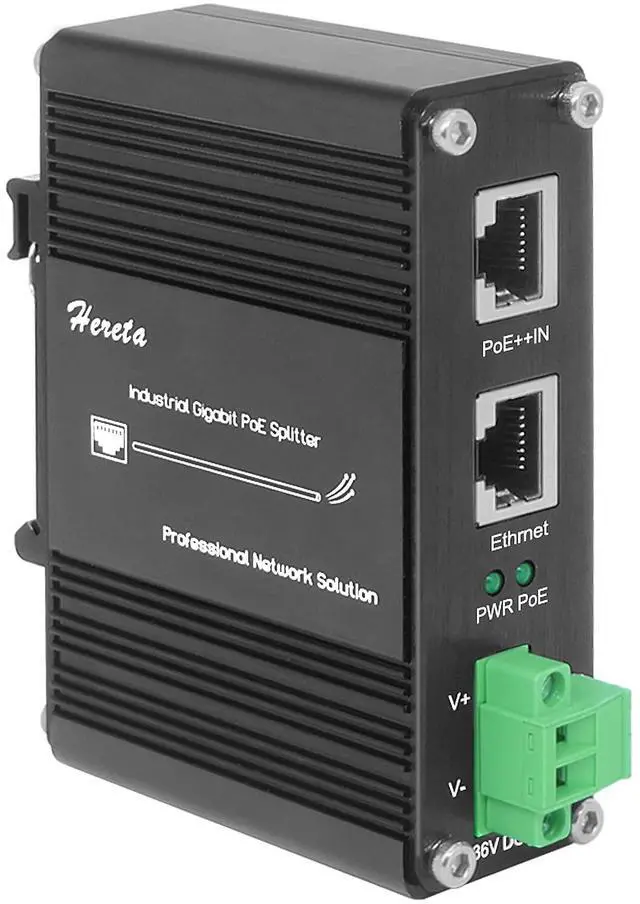 Main image of Industrial Gigabit PoE++ Splitter 10/100/1000Mbps IEEE802.3bt PoE++ Ethernet Splitter Maximum Output of 70W 36VDC for Non-PoE Devices (95W PoE Splitter)
