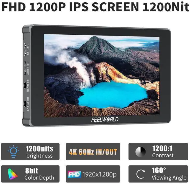 Alt view image 2 of 5 - FEELWORLD F7 Plus 7-Inch On Camera Field Monitor Bundle with 6600mAh Battery&Case, 1920x1200P FHD 1200nit High Bright HDR Touch Screen, HDMI 2.0 4K 60Hz in/Out, Peaking Focus 3D Lut F970 Install Kit