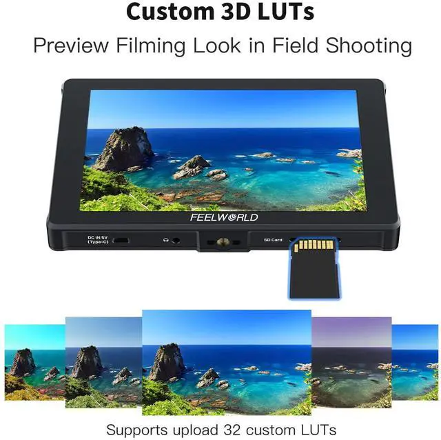 Alt view image 4 of 5 - FEELWORLD F7 Plus 7-Inch On Camera Field Monitor Bundle with 6600mAh Battery&Case, 1920x1200P FHD 1200nit High Bright HDR Touch Screen, HDMI 2.0 4K 60Hz in/Out, Peaking Focus 3D Lut F970 Install Kit