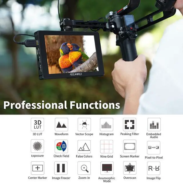 Alt view image 5 of 5 - FEELWORLD F7 Plus 7-Inch On Camera Field Monitor Bundle with 6600mAh Battery&Case, 1920x1200P FHD 1200nit High Bright HDR Touch Screen, HDMI 2.0 4K 60Hz in/Out, Peaking Focus 3D Lut F970 Install Kit