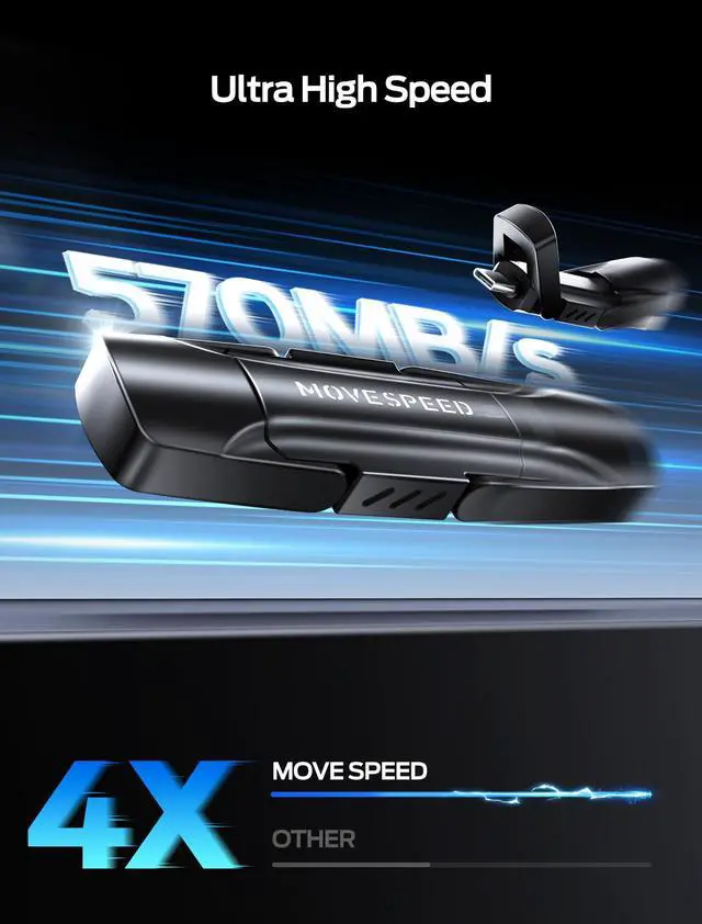 Alt view image 2 of 5 - MOVE SPEED 512GB Solid State Drives, 570MB/S Read Speed External SSD with Dual Port Type C + USB 3.2 Portable SSD for iPhone 17/16/15 Series, Android, Mac, Windows