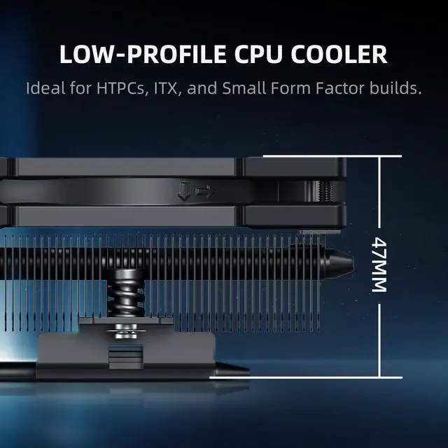 Alt view image 3 of 5 - ID-COOLING IS-40-XT Black - 47mm Height Low Profile CPU Cooler, 4 Direct-Contact Heat Pipes Air Cooler for HTPCs, ITX, and Small Form Factor Builds, 92×92×15mm Slim Fan, Support Intel & AMD Socket