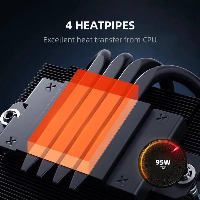 Alt view image 2 of 5 - ID-COOLING IS-40-XT Black - 47mm Height Low Profile CPU Cooler, 4 Direct-Contact Heat Pipes Air Cooler for HTPCs, ITX, and Small Form Factor Builds, 92×92×15mm Slim Fan, Support Intel & AMD Socket