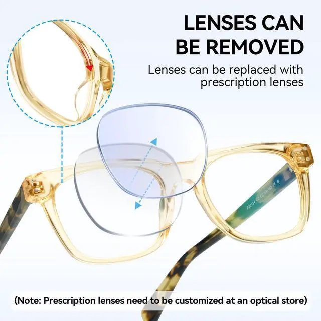 Alt view image 4 of 5 - Dollger Blue Light Blocking Glasses For Woman Men Thick Frame Square Non-Prescription Glasses, For Work,Computer, Gaming, TV Beige