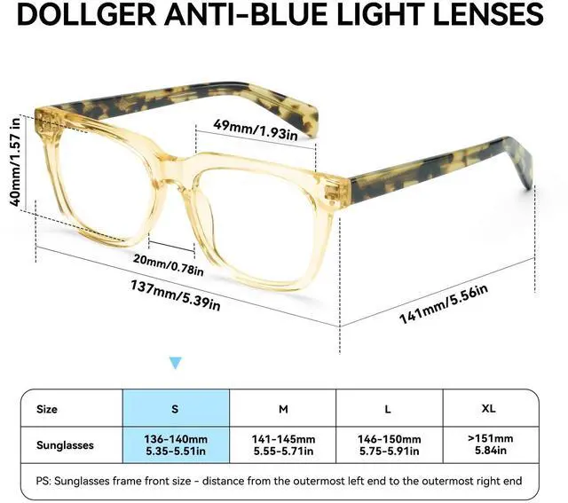 Alt view image 5 of 5 - Dollger Blue Light Blocking Glasses For Woman Men Thick Frame Square Non-Prescription Glasses, For Work,Computer, Gaming, TV Beige