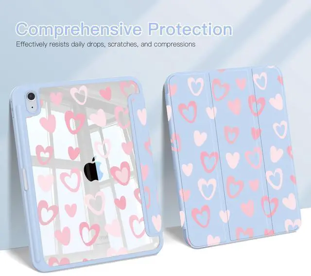 Alt view image 5 of 5 - Teryeefi Case for iPad (A16) 11th Generation 11 inch (2025) & iPad 10th Generation 10.9 inch (2022) with Pencil Holder-[Auto Wake/Sleep] Premium Stand Case with Clear Back Cover, Heart Blue