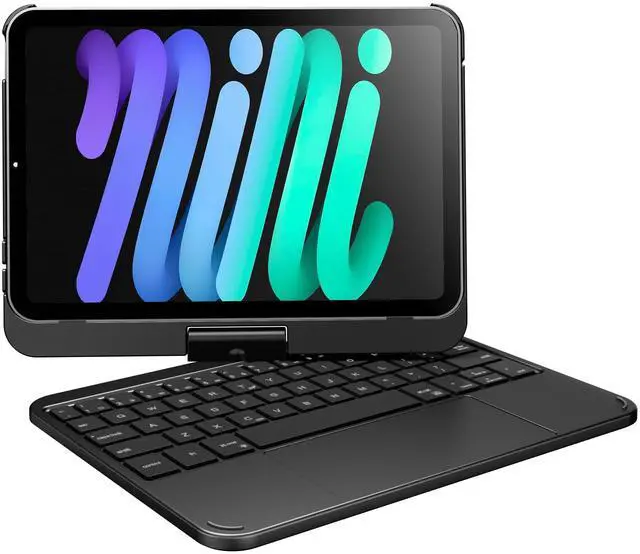 Main image of pekarejue Keyboard Case for Apple iPad mini 7th Gen (A17 Pro)/ iPad mini 6th Generation: Compact Smart Rotatable Cover Multi-Touch Trackpad, RGB Backlight for Kids and Students, Black