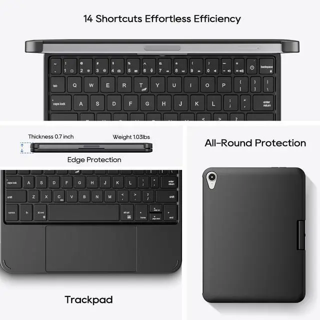 Alt view image 4 of 5 - pekarejue Keyboard Case for Apple iPad mini 7th Gen (A17 Pro)/ iPad mini 6th Generation: Compact Smart Rotatable Cover Multi-Touch Trackpad, RGB Backlight for Kids and Students, Black