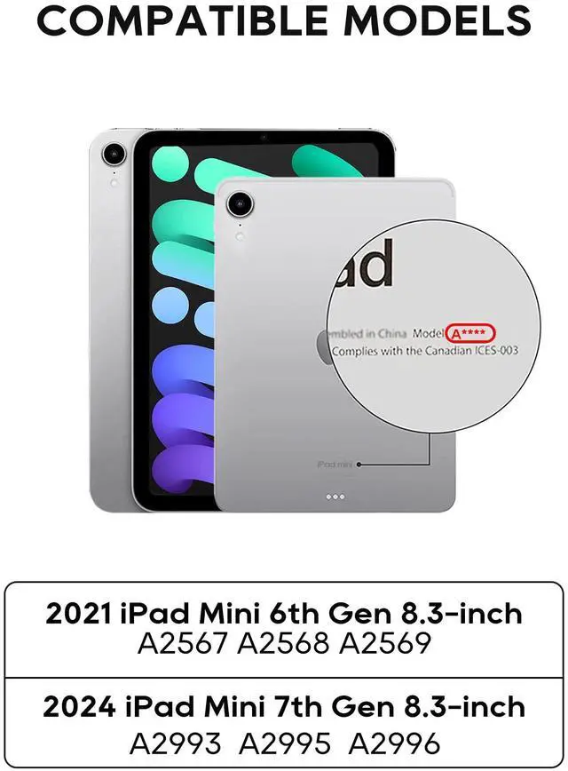 Alt view image 5 of 5 - pekarejue Keyboard Case for Apple iPad mini 7th Gen (A17 Pro)/ iPad mini 6th Generation: Compact Smart Rotatable Cover Multi-Touch Trackpad, RGB Backlight for Kids and Students, Black