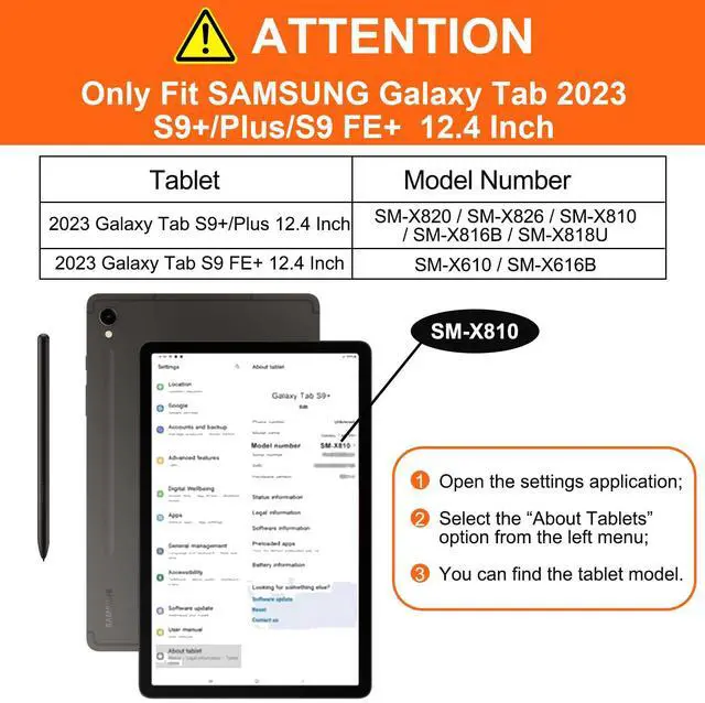 Alt view image 2 of 5 - XFYKJIN Leather Case for Samsung Galaxy Tab S10 Plus/S9 Plus/S9 FE+ 12.4 Inch with Pencil Holder,Shockproof Protective Adjustable Kickstand Smart Premium Folio Flip Tablet Cover,Black