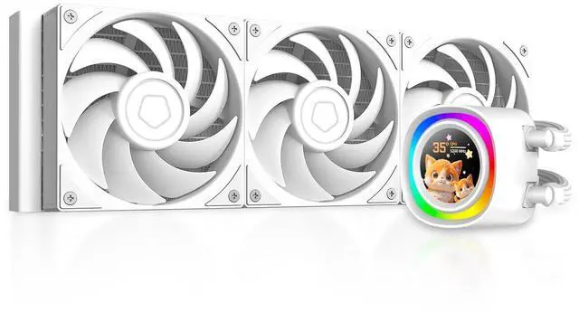 Main image of ID-COOLING FX360 LCD PE White 360mm AIO Liquid CPU Cooler with 1.48 Full-Color LCD Display, 350W TDP, 3×120 mm High-Airflow Fans, Intel LGA1851/1700 & AMD AM5/AM4 Support