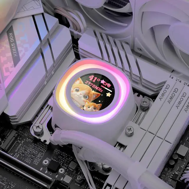 Alt view image 5 of 5 - ID-COOLING FX360 LCD PE White 360mm AIO Liquid CPU Cooler with 1.48 Full-Color LCD Display, 350W TDP, 3×120 mm High-Airflow Fans, Intel LGA1851/1700 & AMD AM5/AM4 Support
