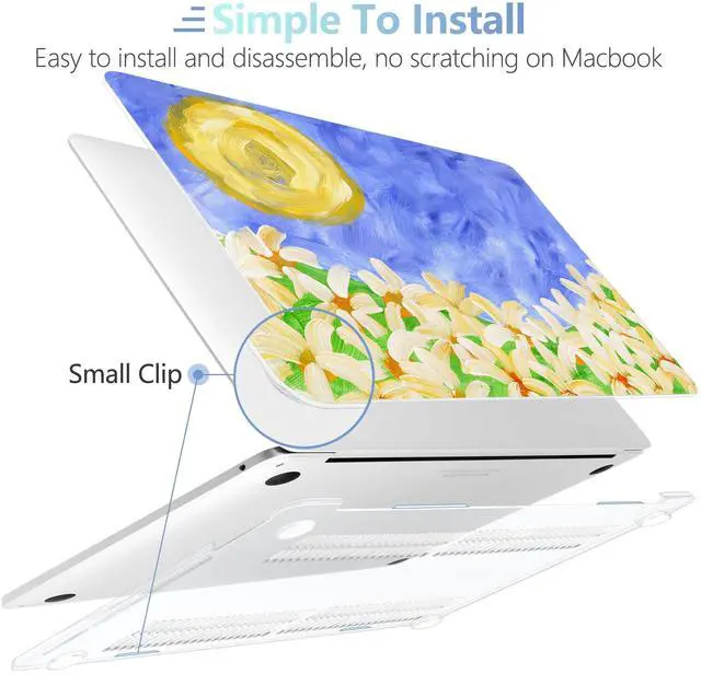 Alt view image 4 of 5 - MEEgoodo for MacBook Pro 13 inch Case 2022 2021 2020 A2338 M2/M1 A2251 A2289 with Touch ID,Clear Laptop Hard Shell Cases with Keyboard Webcam Cover & Trackpad Film & Type C Adapter, Summer Flowers