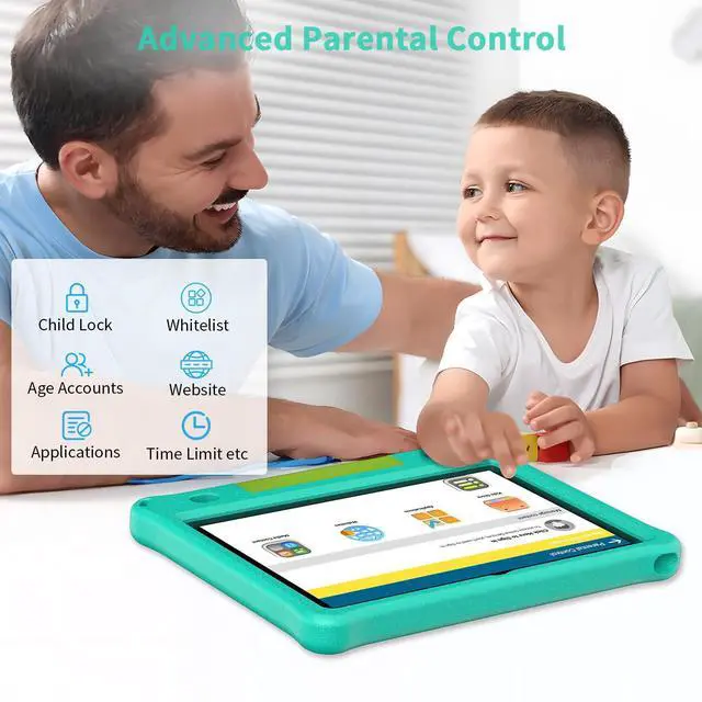 Alt view image 4 of 5 - PRITOM RITOM Tablet Android 15, All-New 10'' Tablet Kids, Parental Control, 64GB+1TB Expandable Tablets for Kids, Child, WiFi6, Educational, Games, Kids Software Pre-Installed, with EVA Case (Green)