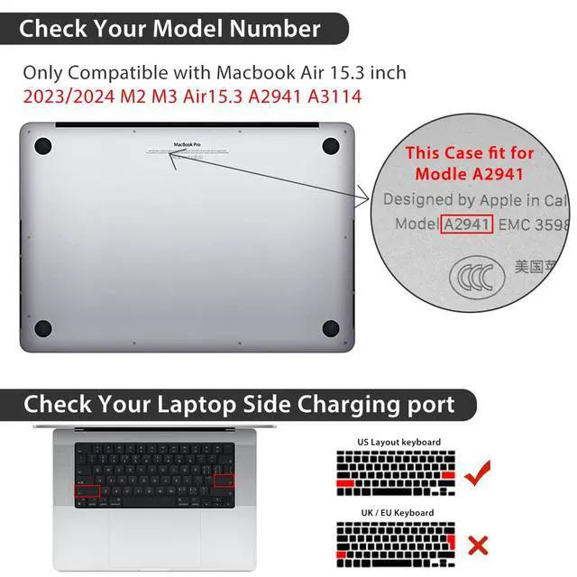 Alt view image 2 of 5 - HOHAIYOO Compatible with MacBook Air 15 inch Case 2025 2024 2023 Release M4 A3241 M3 A3114 M2 A2941 with Liquid Retina Display, Hard Shell Case&Keyboard Cover&Webcam Cover&Screen Protector, Bunny-B