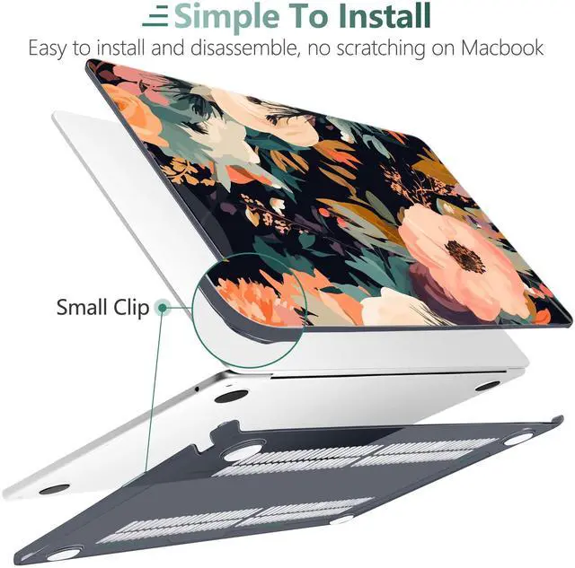 Alt view image 3 of 5 - TWOLSKOO for MacBook Air 15 inch Case 2025 2024 2023 Release M4 A3241 M3 A3114 M2 A2941, Plastic Hard Shell & Screen Protector & Keyboard Cover &Type C Adapter, Bright Abstract Flower