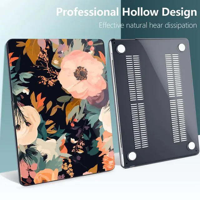 Alt view image 5 of 5 - TWOLSKOO for MacBook Air 15 inch Case 2025 2024 2023 Release M4 A3241 M3 A3114 M2 A2941, Plastic Hard Shell & Screen Protector & Keyboard Cover &Type C Adapter, Bright Abstract Flower