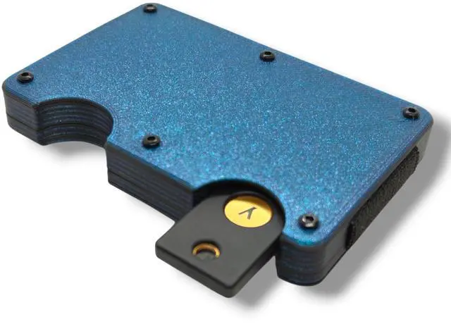 Main image of Wallet Compatible with YubiKey 5C NFC and USB-A/USB-C  Slim Card Holder with Elastic Strap  Holds Security Keys, Bills, and 10+ Cards  Compact Minimalist Design (USB-C, Sprectre Blue)