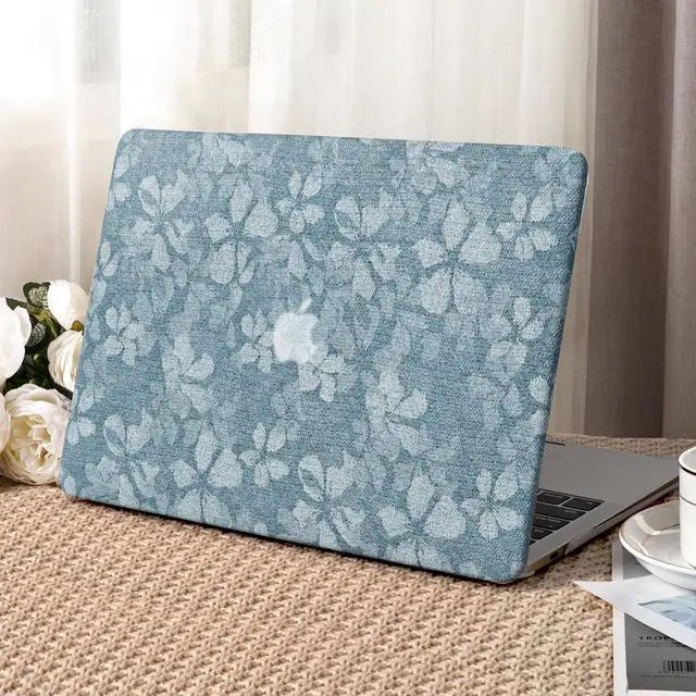 Main image of Seorsok Compatible with New MacBook Air 13.6 inch Case M4 M3 M2 2025 2024-2022 Release A3240 A2681 A3113,Leaves Printed Leather Plastic Hard Shell Case with Transparent Keyboard Cover,Blue