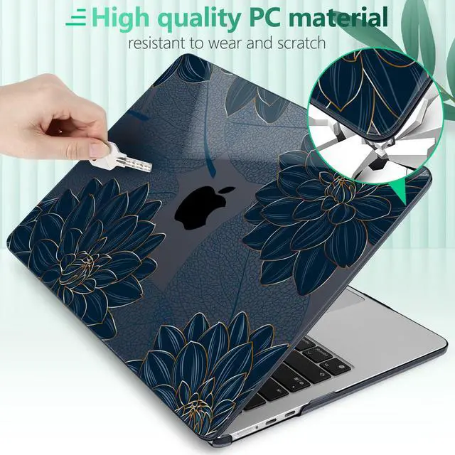 Alt view image 5 of 5 - Yebiseven for MacBook Air 13.6 Inch M4/M3/M2 Case 2025 2024 2023 2022 Released A3240/A3113/A2681, Laptop Hard Shell Case with Keyboard Cover & Trackpad Protector & 2 OTG Adapters, Flower Dahlia