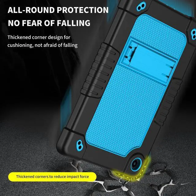 Alt view image 2 of 5 - Hoibon for Tmobile Revvl Tab 2 Tablet Case with 2 Pcs Screen Protector,Shockproof Kids Protective Case with Shoulder Strap Kickstand Cover for Tmobile Revvl Tab 2 Tablet 10.1 inch (Black/Blue)