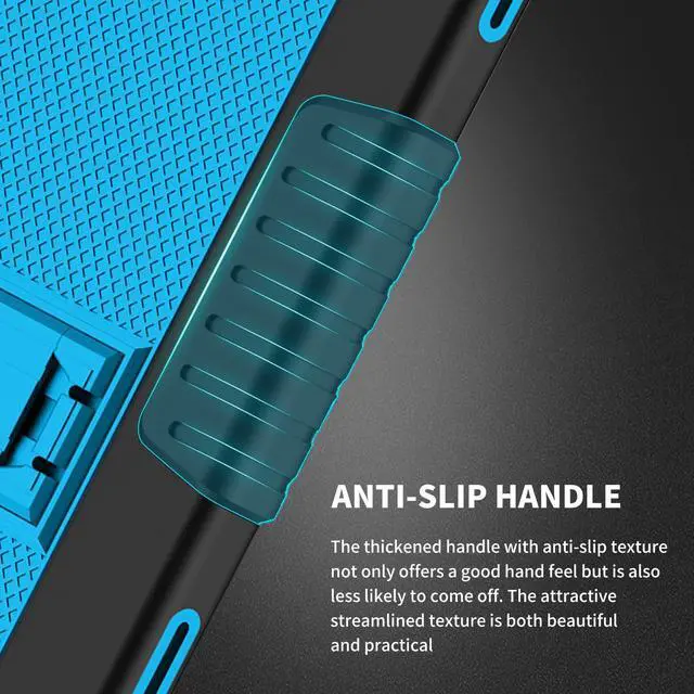 Alt view image 3 of 5 - Hoibon for Tmobile Revvl Tab 2 Tablet Case with 2 Pcs Screen Protector,Shockproof Kids Protective Case with Shoulder Strap Kickstand Cover for Tmobile Revvl Tab 2 Tablet 10.1 inch (Black/Blue)