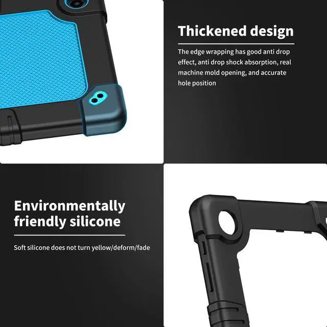 Alt view image 5 of 5 - Hoibon for Tmobile Revvl Tab 2 Tablet Case with 2 Pcs Screen Protector,Shockproof Kids Protective Case with Shoulder Strap Kickstand Cover for Tmobile Revvl Tab 2 Tablet 10.1 inch (Black/Blue)