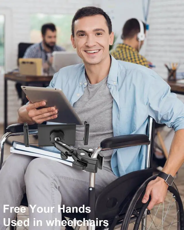 Alt view image 5 of 5 - Kolasels Metal Tablet Holder for Wheelchair Pole, Boat Helm, Stroller, Bike, Golf Cart, Mic Stand, Motorcycle, Bicycle Handlebar Clamp for iPad Pro 12.9, Air, Mini, Galaxy Tab, 4-13" Tablets & Phones