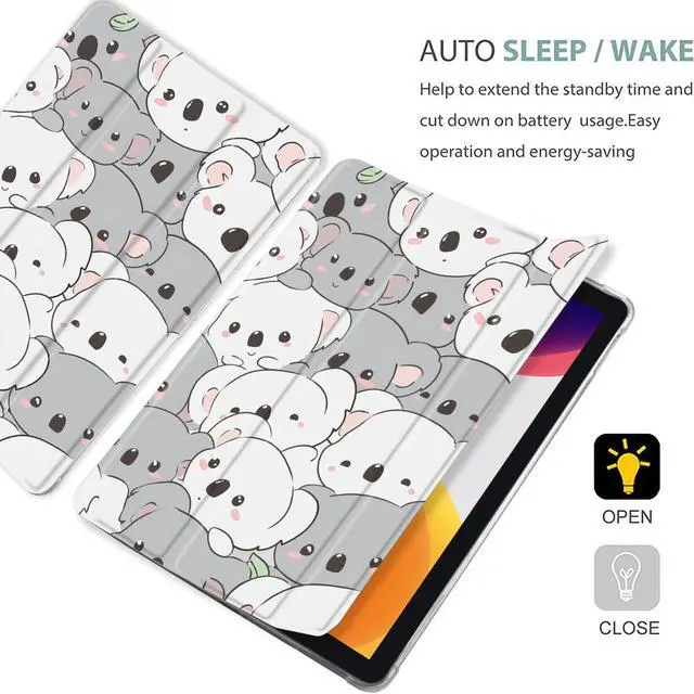 Alt view image 4 of 5 - MAYCARI Cartoon Cute Animals Case for iPad 10.9 inch 2022 with Pencil Holder, Original Pattern iPad 10th Generation Soft TPU Back Protective Cover Shell, Auto Sleep/Wake Slim Shell - White Grey Koala