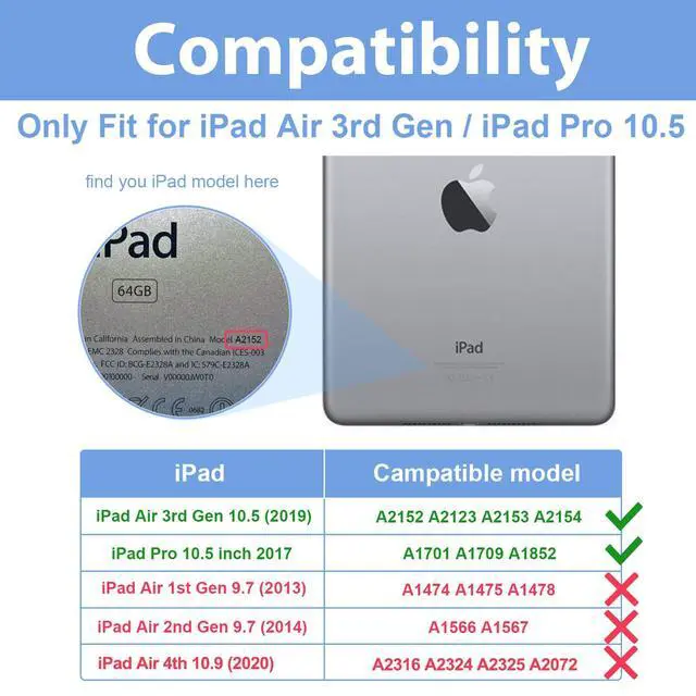 Alt view image 2 of 5 - ProCase Rugged Heavy Duty Case for iPad Air 3 10.5 2019/ iPad Pro 10.5 2017, Shockproof Protective Cover with Rotating Kickstand for iPad Air (3rd Gen) 10.5" 2019/ iPad Pro 10.5" 2018 Black