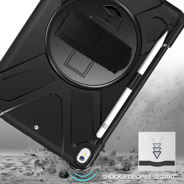 Alt view image 3 of 5 - ProCase Rugged Heavy Duty Case for iPad Air 3 10.5 2019/ iPad Pro 10.5 2017, Shockproof Protective Cover with Rotating Kickstand for iPad Air (3rd Gen) 10.5" 2019/ iPad Pro 10.5" 2018 Black