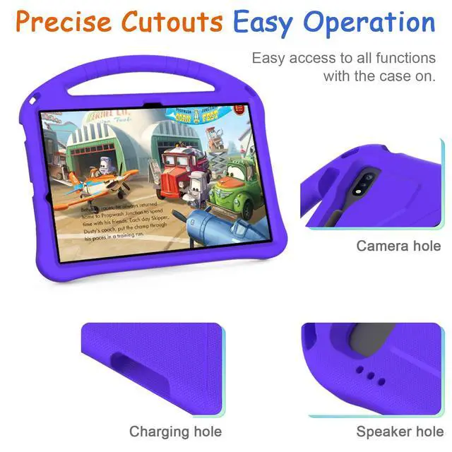 Alt view image 4 of 5 - Kids Case for Samsung Galaxy Tab S10 Lite/S10 FE/S9 FE 10.9"/Tab S9/S8/S7 11", Techcircle Light Weight Shock Proof EVA Foam Handle Rugged Stand Protective Case, Purple