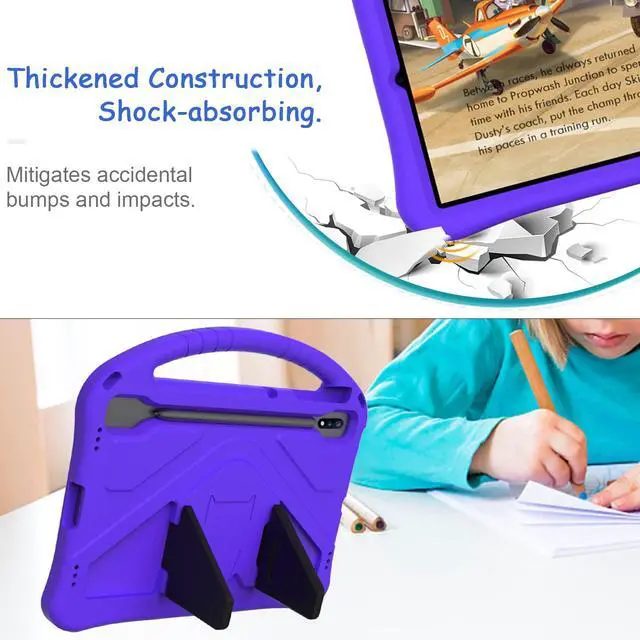 Alt view image 3 of 5 - Kids Case for Samsung Galaxy Tab S10 Lite/S10 FE/S9 FE 10.9"/Tab S9/S8/S7 11", Techcircle Light Weight Shock Proof EVA Foam Handle Rugged Stand Protective Case, Purple