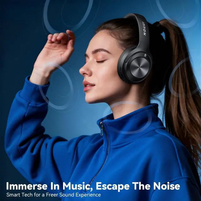 Alt view image 3 of 5 - Hybrid Active Noise Cancelling Headphones, Wireless Bluetooth Headphones with Hi-Res Audio, Deep Bass, Transparent Mode, 70H Playtime Over Ear Bluetooth Headset with Fast Charging for Travel/Office/PC