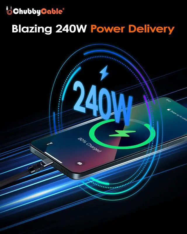 Alt view image 2 of 5 - chubbycable Black Chubby - Black Samurai Edition 120W USB C Cable Fast Charging Cable Durable Silicone Charger Cord Compatible with iPhone 17-15 Series iPad MacBook Airpods, USB A to Type C, 0.32FT