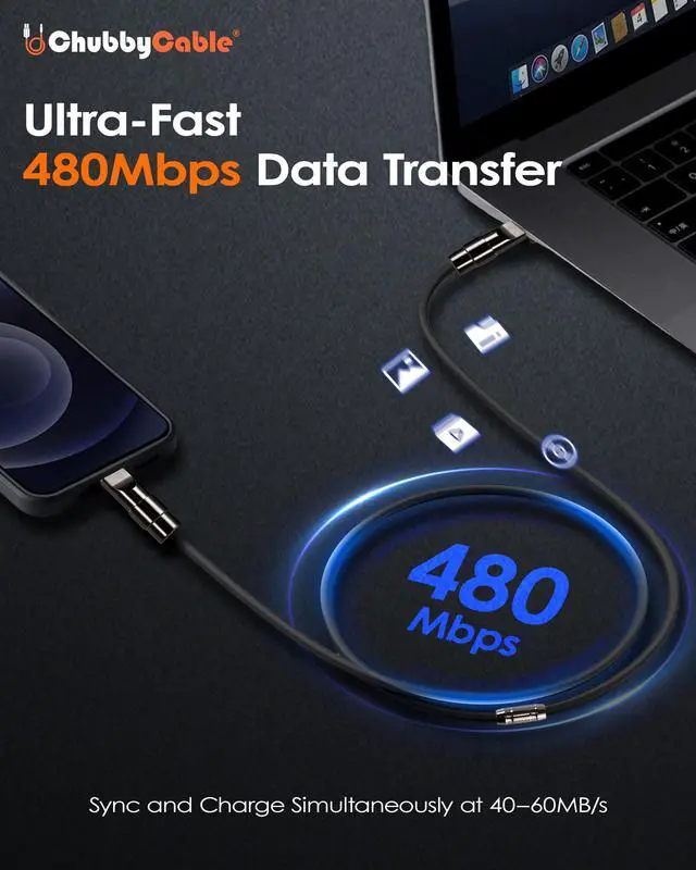 Alt view image 4 of 5 - chubbycable Black Chubby - Black Samurai Edition 120W USB C Cable Fast Charging Cable Durable Silicone Charger Cord Compatible with iPhone 17-15 Series iPad MacBook Airpods, USB A to Type C, 0.32FT