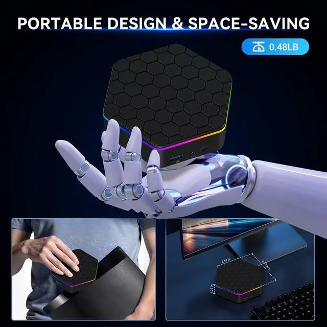 Alt view image 5 of 5 - SOAYAN Mini PC, 12th Alder Lake N100 Linux Mini Computer (up to 3.4GHz), 16GB DDR4 RAM 512GB SSD Small Desktop Computer WiFi 6/4K Dual Display/USB3.2/BT5.2/Gigabit Ethernet for Home, Office, Business