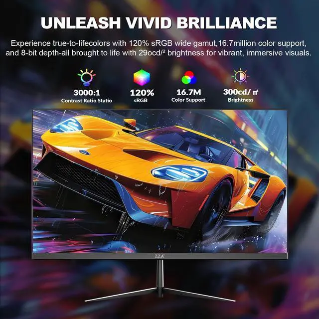 Alt view image 4 of 5 - ZZA 24.5" PC Monitor for Gaming, 240Hz FHD Display, VA Panel, AMD FreeSync, 120% sRGB, Low Blue Mode, VESA Mount75X75MM, DP1.4/HDMI2.0