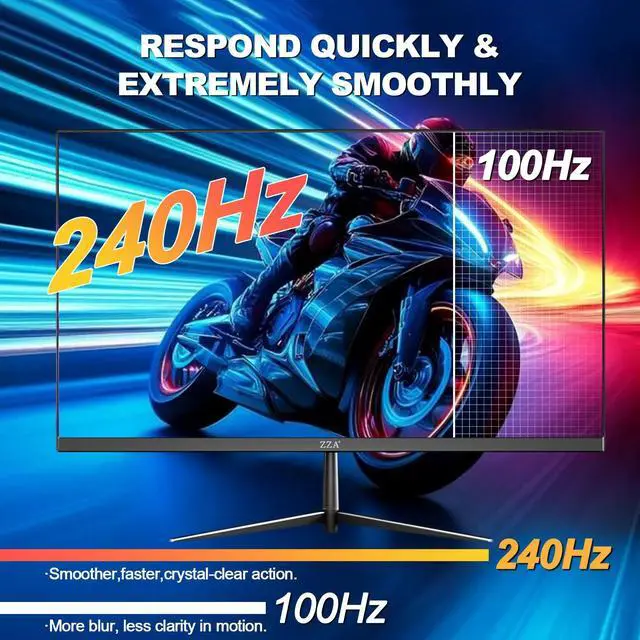 Alt view image 5 of 5 - ZZA 24.5" PC Monitor for Gaming, 240Hz FHD Display, VA Panel, AMD FreeSync, 120% sRGB, Low Blue Mode, VESA Mount75X75MM, DP1.4/HDMI2.0