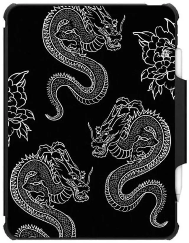 Main image of CASETiFY Impact Folio Case for iPad Air 10.9" (4th/5th Gen) - Dragons - Clear Black