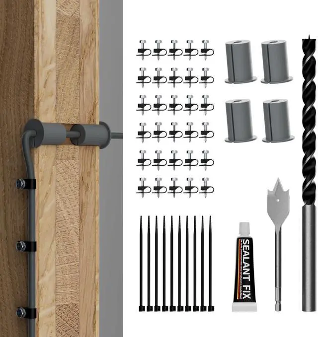 Main image of EAZUSE Starlink Cable Routing Kit Wall Pass Through Grommet Mounting Kit 3/4" and 5/16" Drill Bit, Wire Clips & Cable Ties for Starlink Gen 2/3 Dish & Mini Ethernet Installation