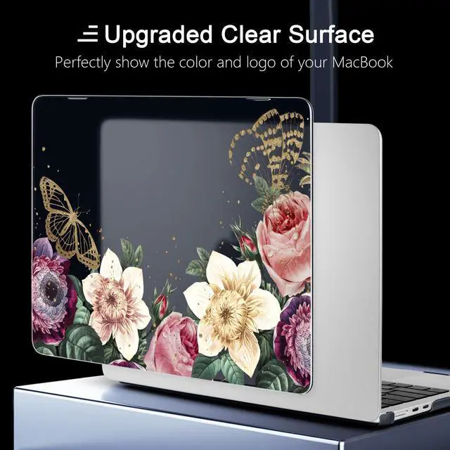 Alt view image 4 of 5 - Yebiseven for M3/M2/M1 MacBook Pro 14" Case 2023 2021 Released A2918/ A2992/ A2779/ A2442, Hard Shell Case with Keyboard Cover+Screeen Film+OTG Adapter+2 Webcam Covers, Blooming Flower